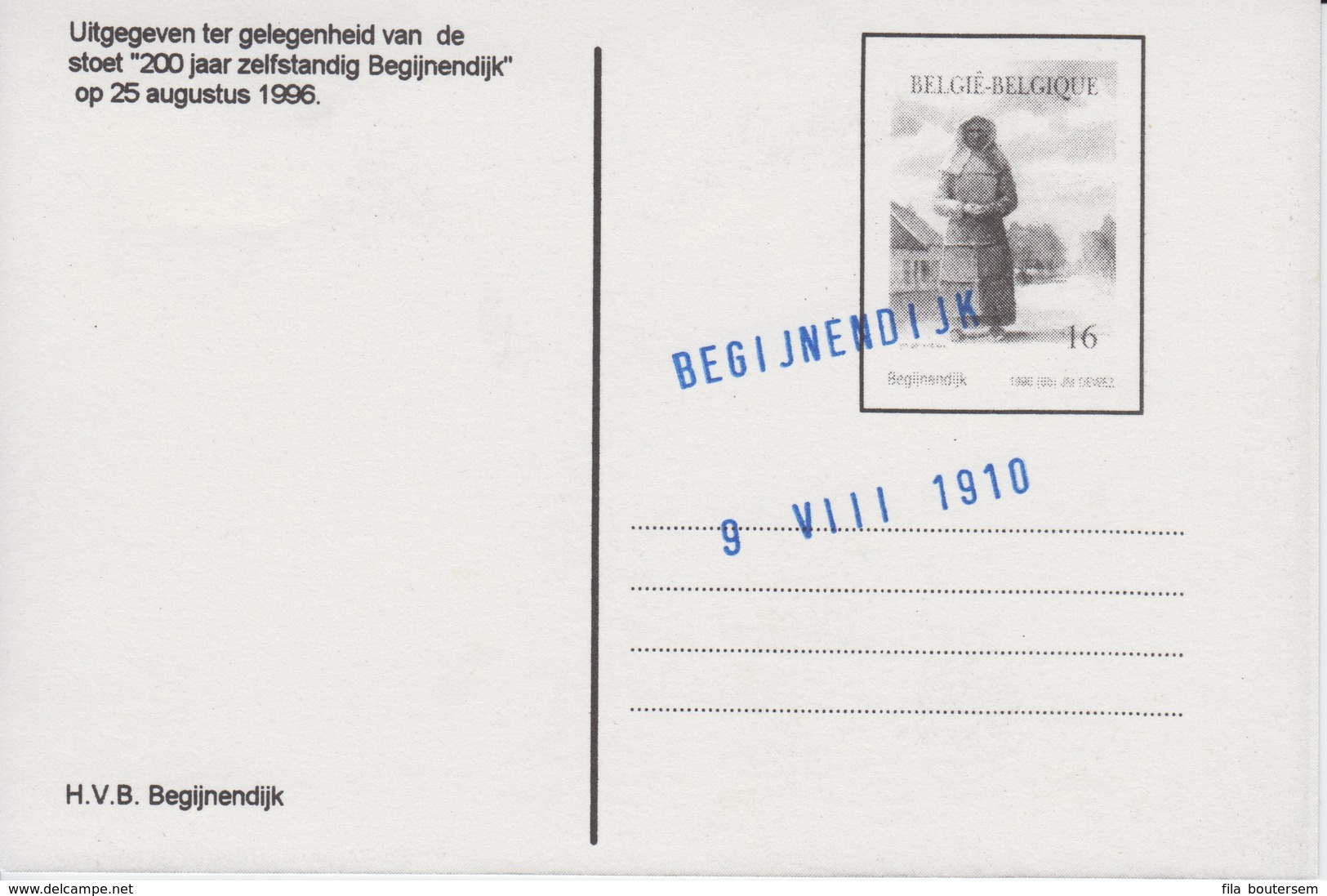 Speciale Uitgifte '200 Jaar Zelfstandig Begijnendijk' 25 Augustus 1996 - Het Klooster - Begijnendijk