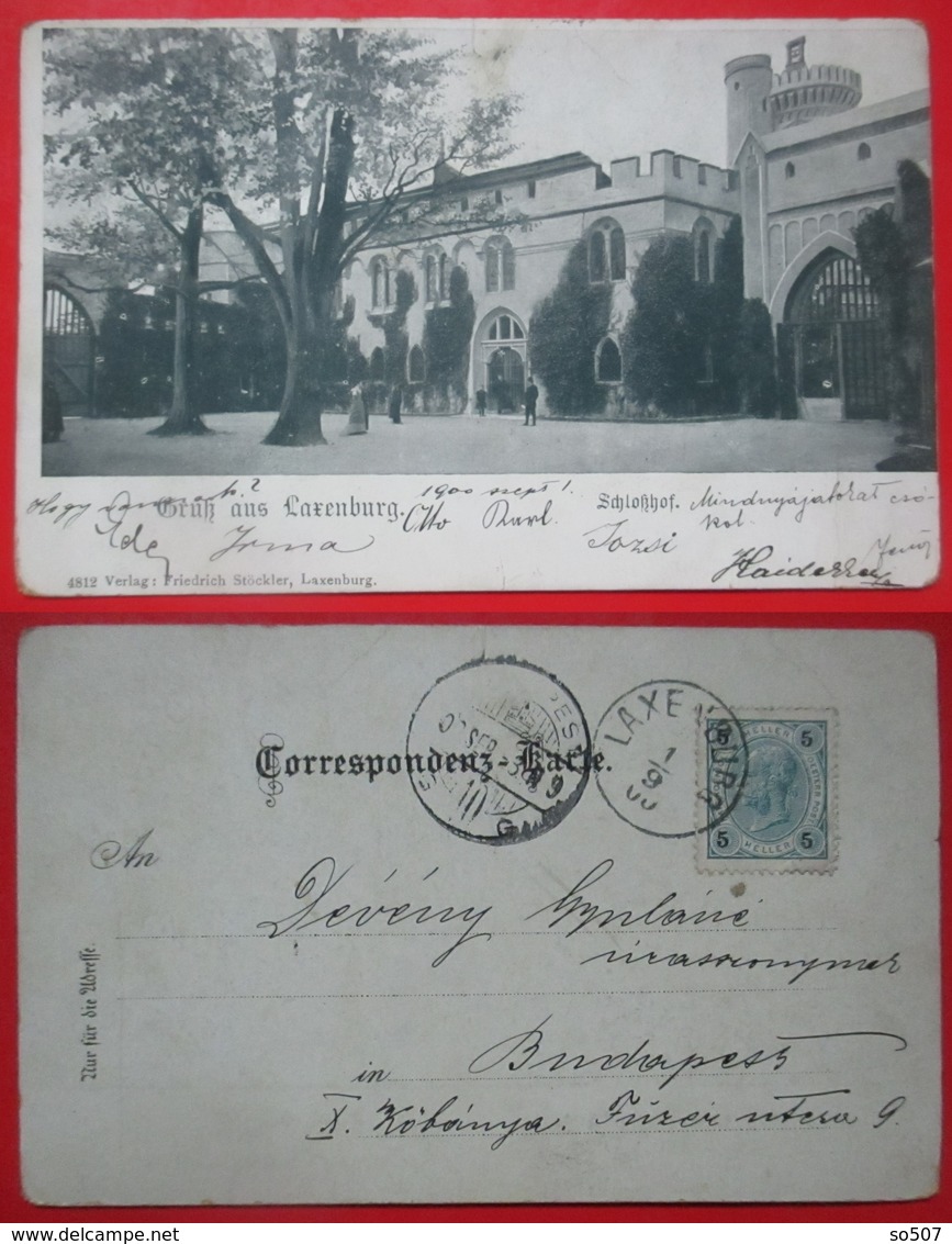 J1-Austria Vintage Postcard-Gruss Aus Laxenburg, Schloßhof, Schlosshof,Castle Courtyard 1900. - Laxenburg