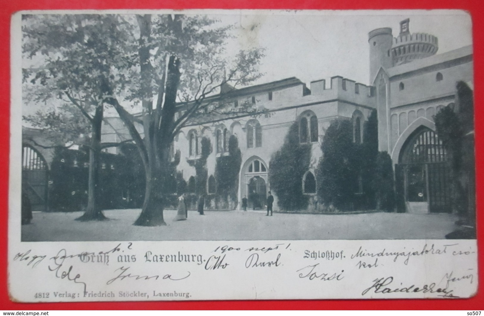 J1-Austria Vintage Postcard-Gruss Aus Laxenburg, Schloßhof, Schlosshof,Castle Courtyard 1900. - Laxenburg