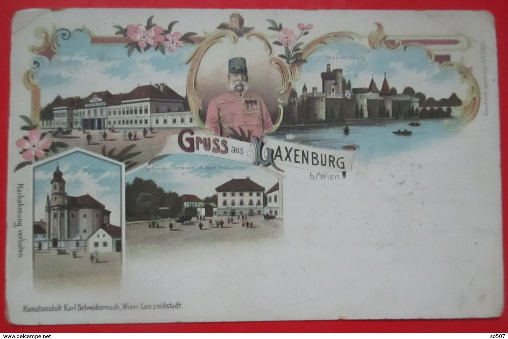 J1-Austria Vintage Postcard-Gruss Aus Laxenburg, Franz Josef, Multiple View, 1893. - Laxenburg