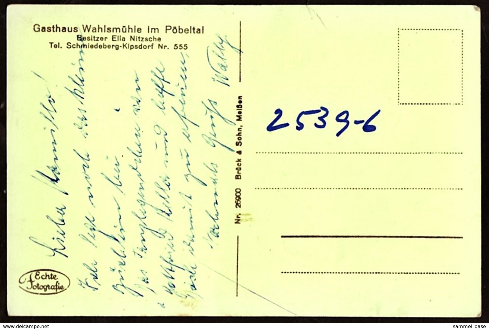 Gästehaus Wahlsmühle Im Pöbeltal  -  Ansichtskarte Ca. 1955    (12956) - Schmiedeberg (Erzgeb.)