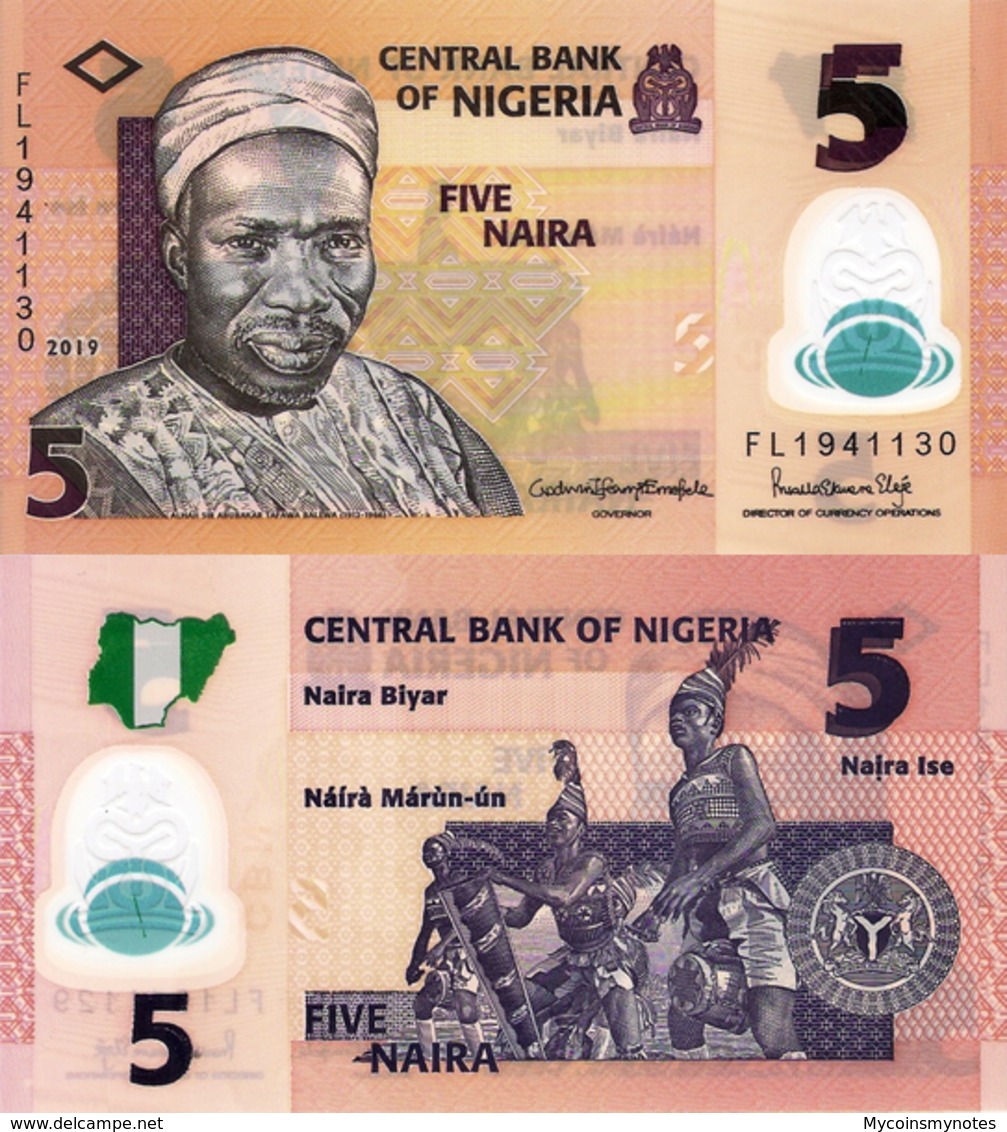 NIGERIA, 5 NAIRA, 2019, P38j, POLYMER, UNC - Nigeria