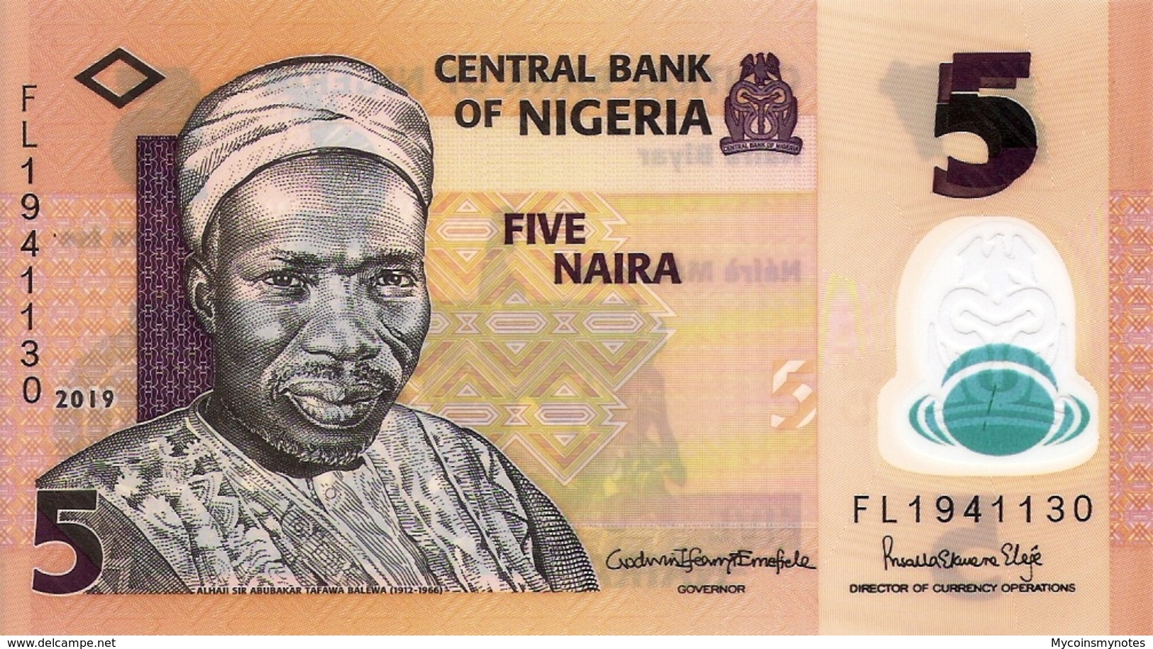 NIGERIA, 5 NAIRA, 2019, P38j, POLYMER, UNC - Nigeria