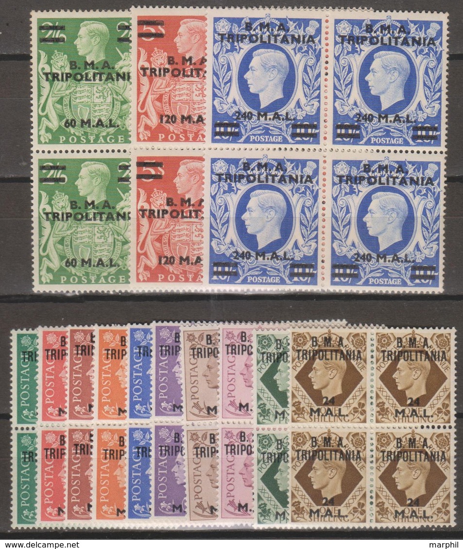 Tripolitania B.M.A.1948 SaN°1-13 13v Block X 4 Cpl MNH/** - Tripolitania