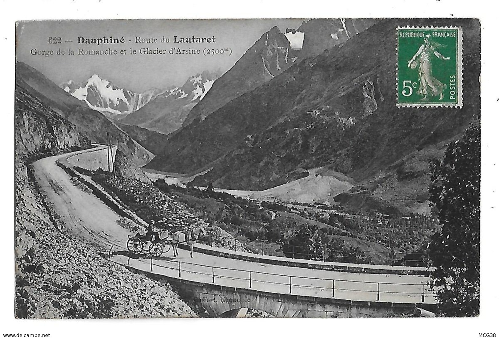 38  - CPA  De  Carosse  Route  Du  LAUTARET  , Gorge De La Romanche  Et Le Glacier D ' Arsine  ( 2500 M ) - Laval