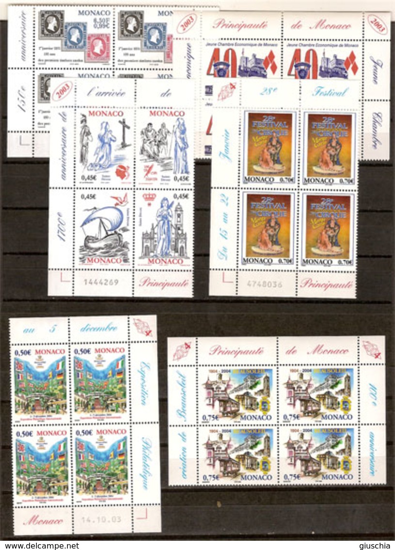 (Fb).Monaco.2000/2004.Lotto Di Quartine Nuove,gomma Integra,MNH (72-20) - Collezioni & Lotti