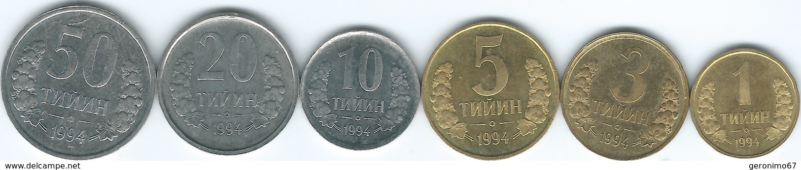 Uzbekistan - 1994 - 1, 3, 5, 10, 20 & 50 Tyin - (KMs 1-6) - Uzbenisktán