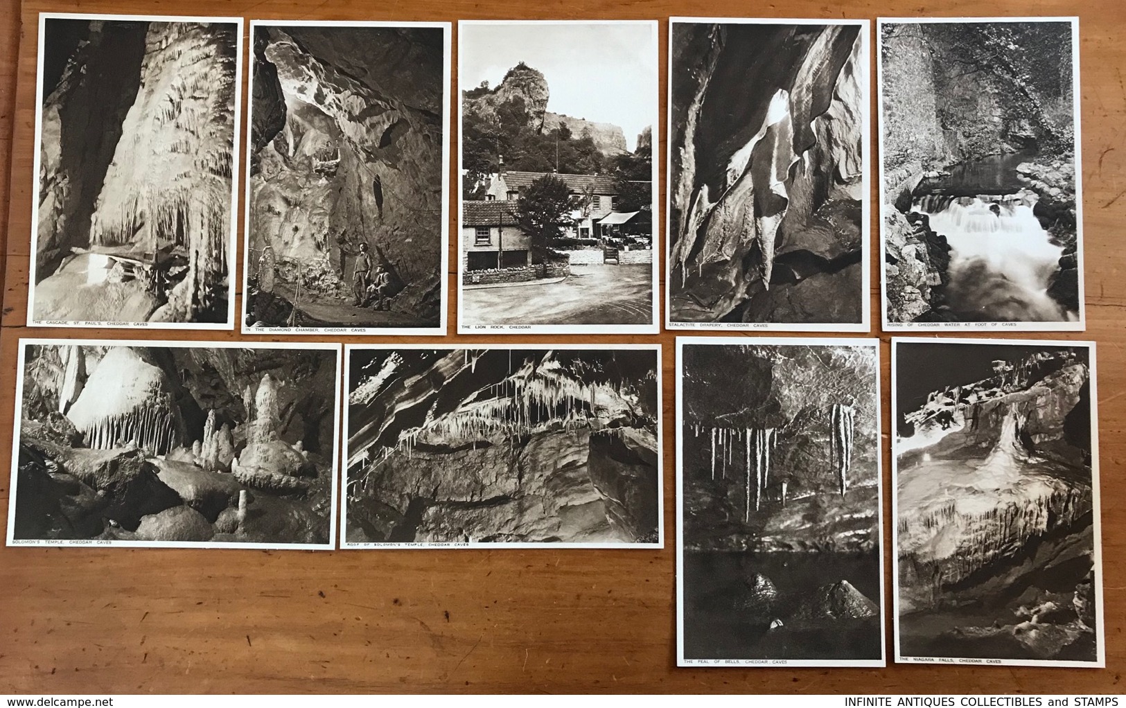 POSTCARDS X 9=POST CARDS=CHEDDAR CAVES=SOMERSET=ENGLAND=SEPIA=ALL IN MINT CONDITION!!=A.G.H. GOUGH=MANAGER Of The Caves. - Cheddar