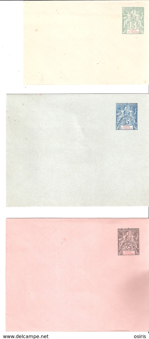 3 Entiers Postaux 5, 15 Et 25 Cts Type Allégorie - Lettres & Documents