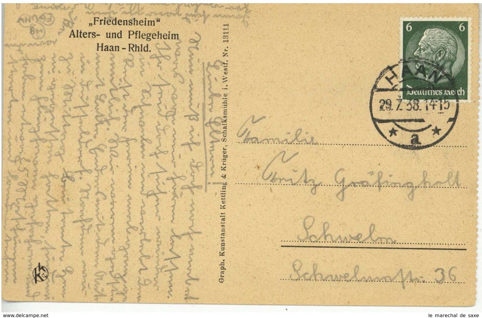 Haan Rheinland Friedensheim Mettmann 1938 Ansichtskarte - Mettmann