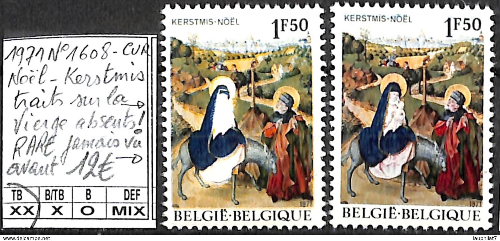 [850236]TB//**/Mnh-Belgique 1971 - N° 1608-CUR, Noël-KERSTMIS, Traits Sur La Vierge Absents, RARE, Jamais Vu Avant, SNC - Andere & Zonder Classificatie