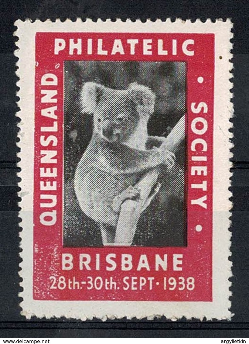 AUSTRALIA KOALA BEAR BRISBANE PHILATELIC SOCIETY 1938 - Service