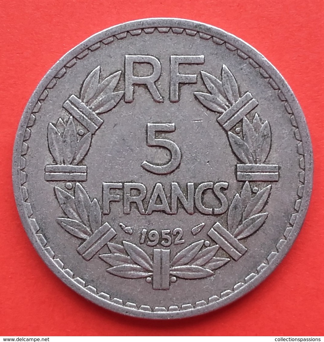 5 Francs Lavrillier - Aluminium - 1952 - - 5 Francs