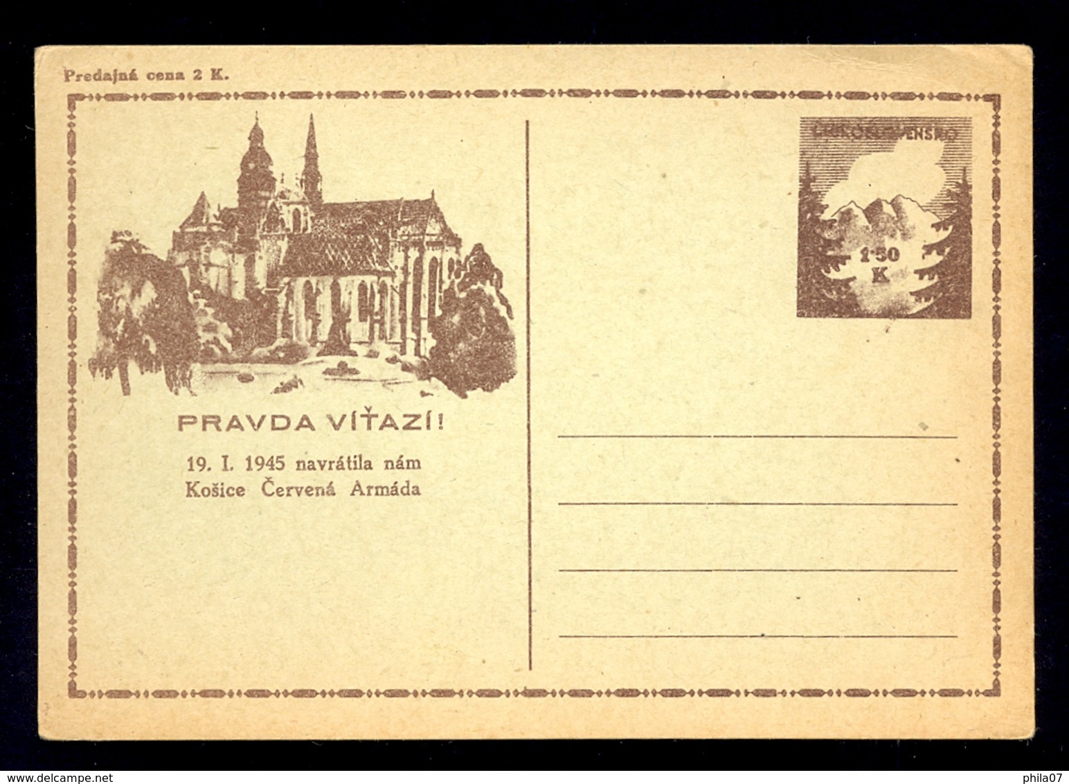 Czechoslovakira - Illustrated Stationery - PRAVDA VITAZI; 19.I. 1945 Navratila Nam Košice Červena Armada./ Red Army Retu - Zonder Classificatie