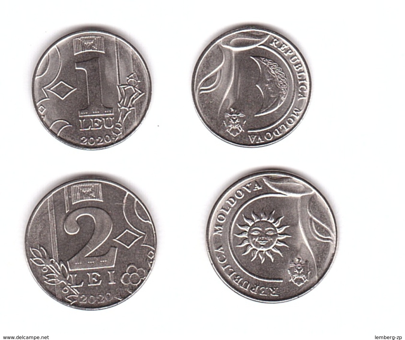 Moldova - 10 Pcs X Set 2 Coins 1 + 2 Lei 2020 UNC Lemberg-Zp - Moldavia