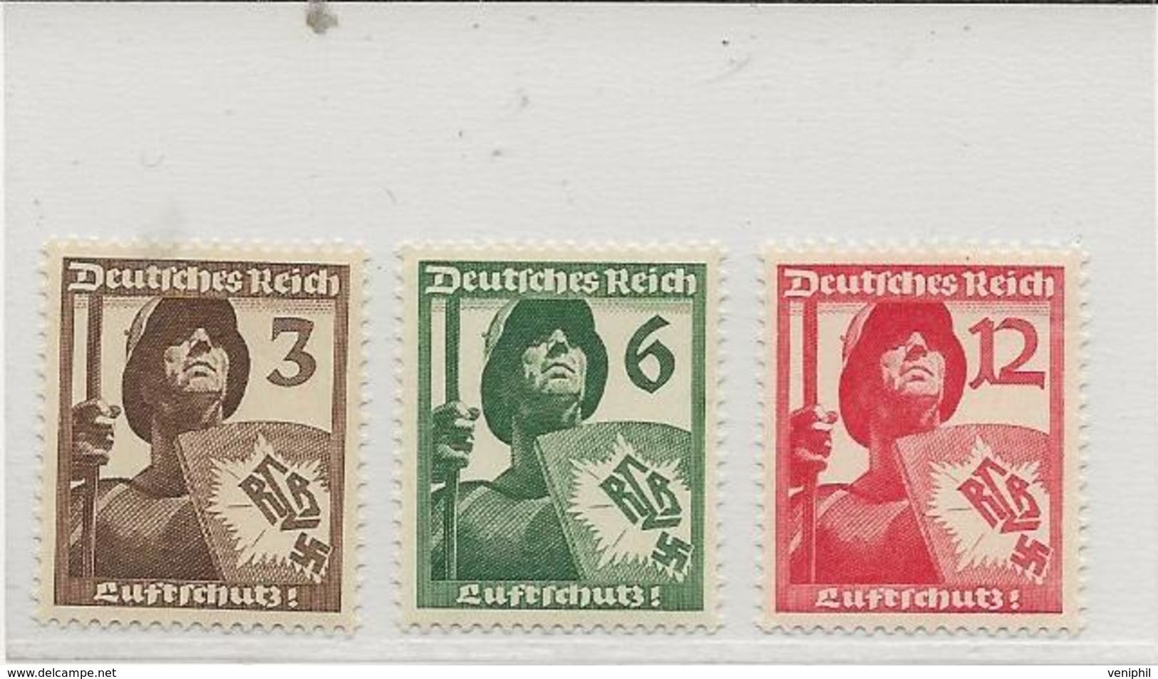 TIMBRE -ALLEMAGNE N° 591 A 593 NEUF SANS CHARNIERE - ANNEE 1937 -COTE : 15 € - Andere & Zonder Classificatie