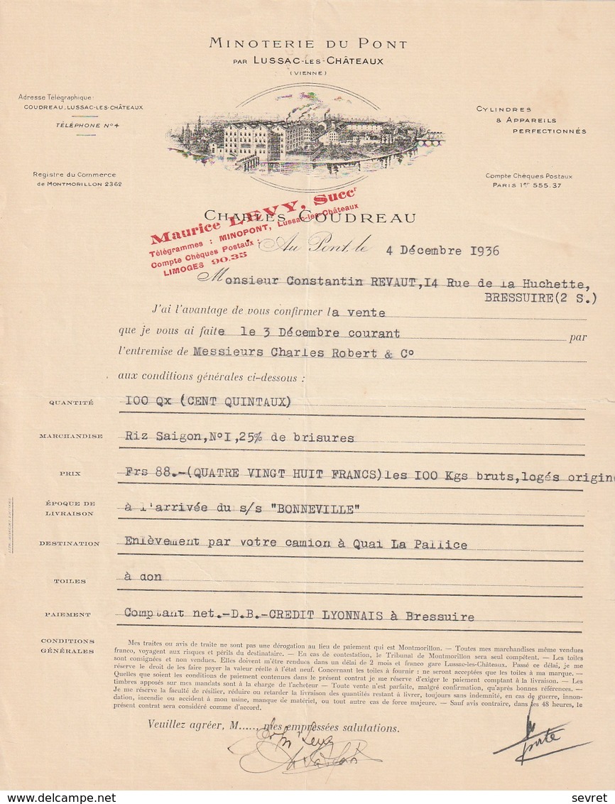 86 LUSSAC-LES-CHÂTEAUX. - MINOTERIE DU PONT.  CHARLES COUDREAU - Format A4 - Agricultura