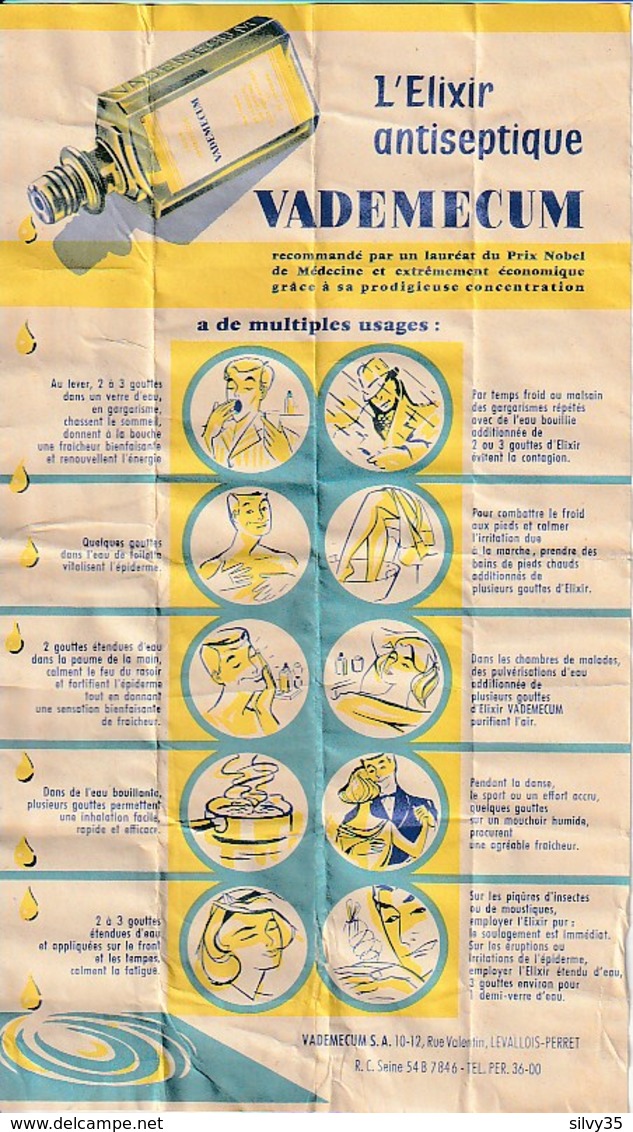 FLACON VADEMECUM ELIXIR NOTICE PUBLICITE ANNEES 60 - Produits De Beauté