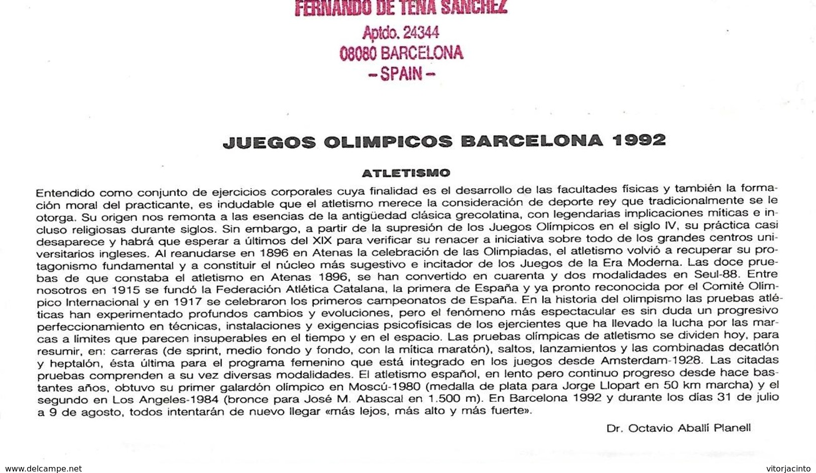 Spain - Summer Olympic Games Barcelona 1992 -  Pre-Olympic Series 1988 - Summer 1992: Barcelona