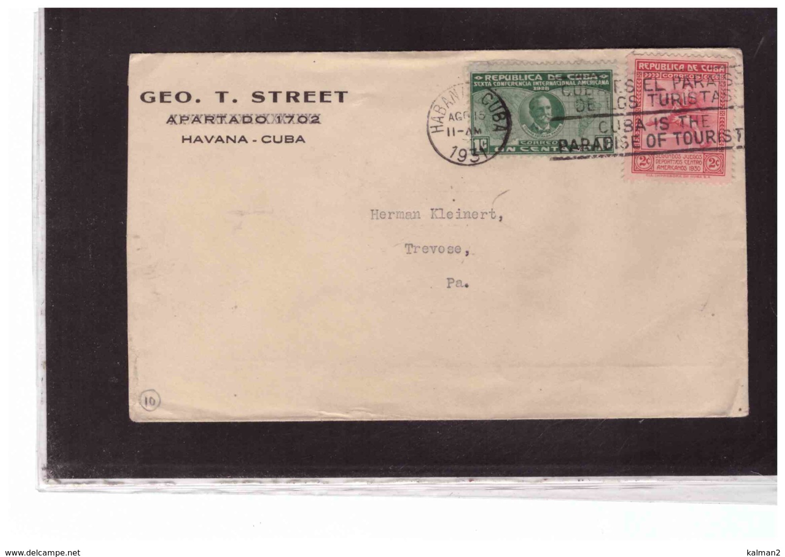 TEM6999    -    HABANA  15.8.1931    /      COVER TO   TREVOSE, U.S.A.,     WITH INTERESTING POSTAGE - Covers & Documents