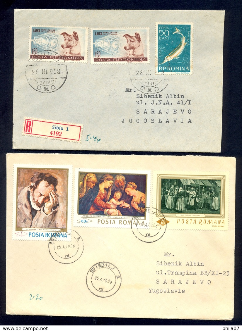 Romania - lot of 8 letters and one sent MC card, various interesting topics, nice cancels, attractive franking. Mostly s