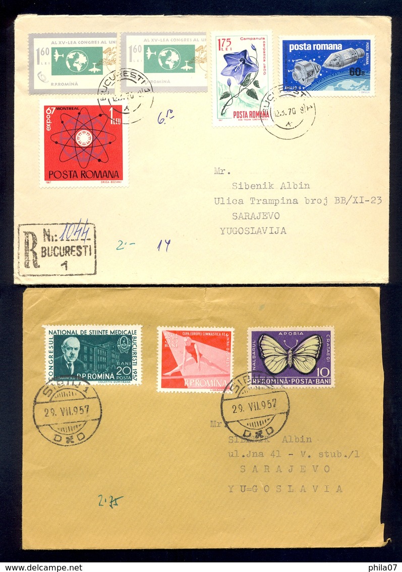 Romania - lot of 8 letters and one sent MC card, various interesting topics, nice cancels, attractive franking. Mostly s