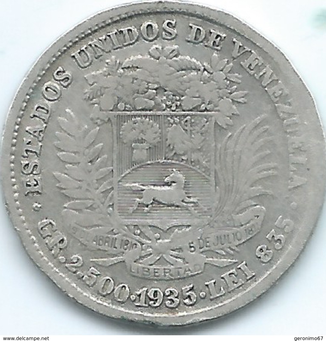 Venezuela - 1935 - ½ Bolívar - KMY21 - Venezuela