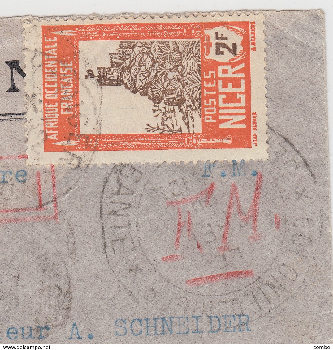 LETTRE. COLONIE DU NIGER. SECTEUR SANTE. PAR AVION, 2Fr. POUR HOPITAL MILITAIRE LEVANT SECTEUR POSTAL 610. CENSURE - Briefe U. Dokumente