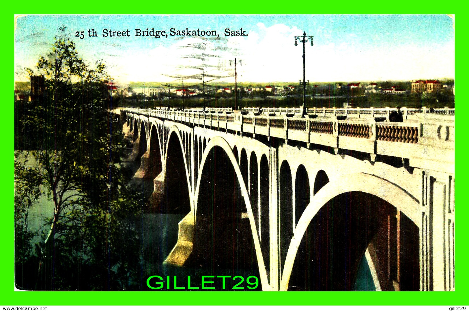 SASKATOON, SASKATCHEWAN - 25th STREET BRIDGE - ANIMATED - TRAVEL IN 1938 -  NOVELTY MFG & ART CO LTD - - Saskatoon