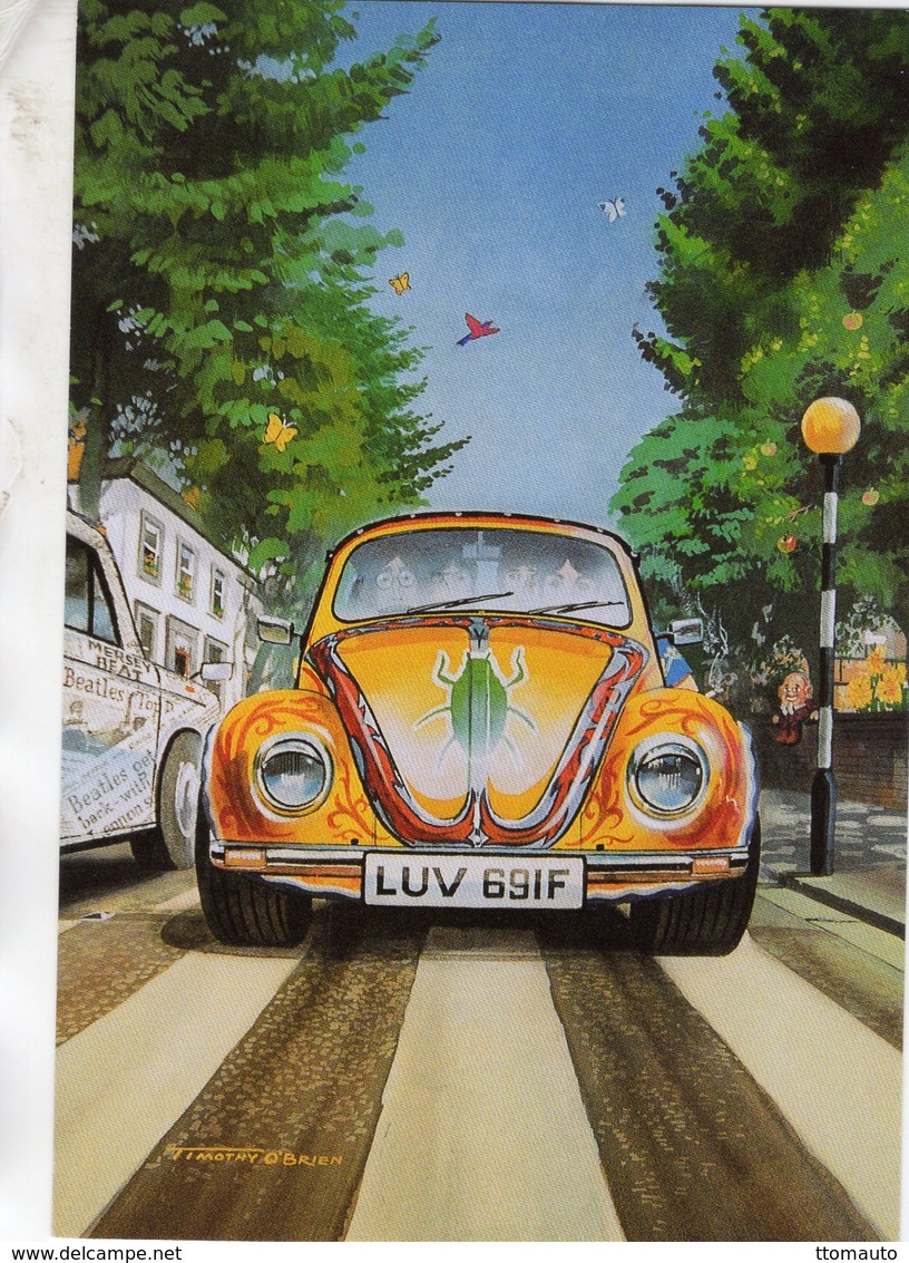 Volkswagen Coccinelle/Beetle/Cox/Kafer   -  'VW Beetle In Abbey Road'  By Timothy O'Brien (signée)  -  CPM - Turismo