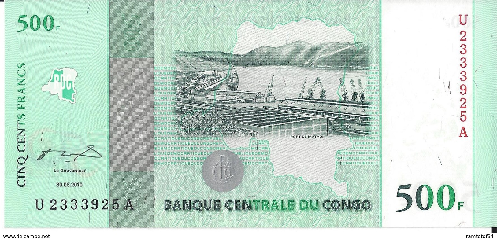 CONGO - 500 Francs 2010 - UNC - Democratic Republic Of The Congo & Zaire