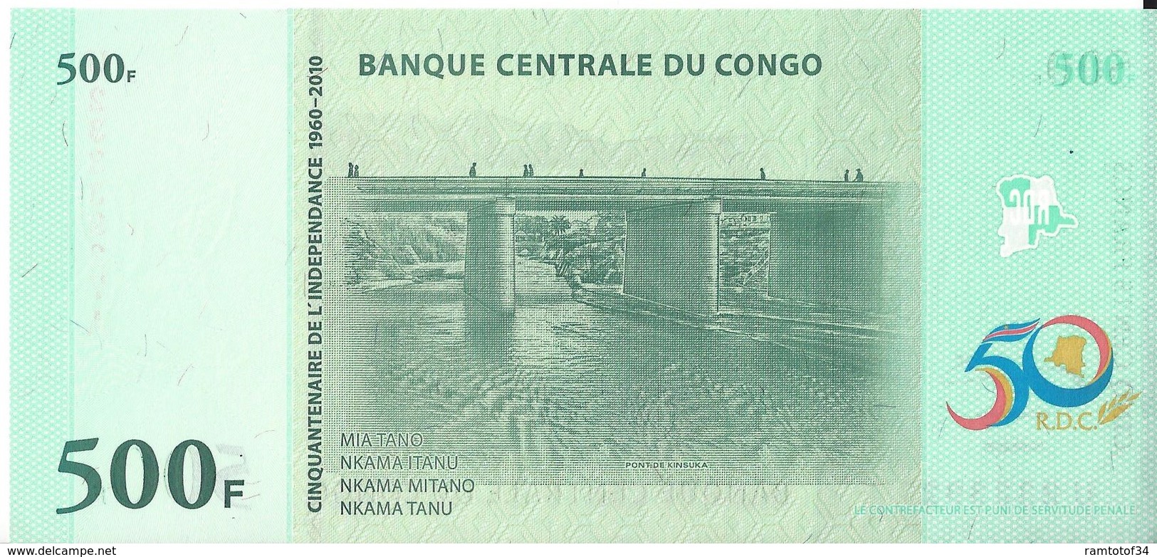 CONGO - 500 Francs 2010 - UNC - Democratic Republic Of The Congo & Zaire