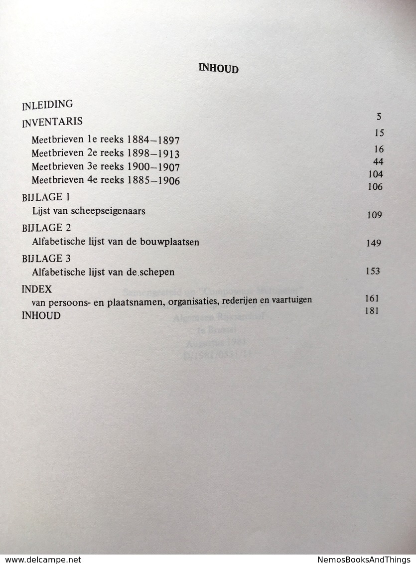 Inventaris Van MEETBRIEVEN (1884 - 1913) - Scheepvaart - Rederij - Vaartuig - Boten - Bouwplaatsen - Schepen - 1981 - Geschichte