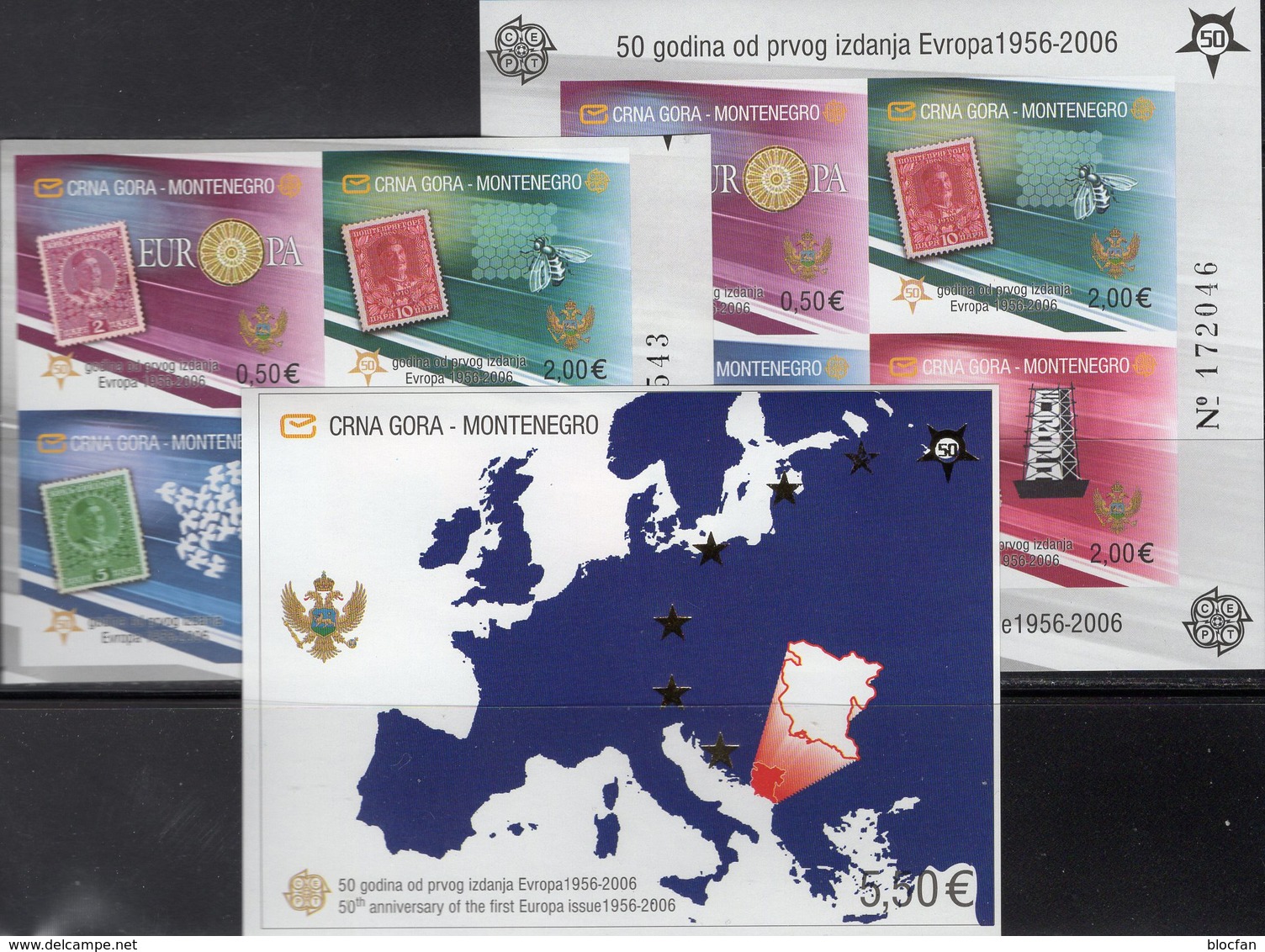 Aus CEPT 1959 O Plus CRNA GORA 108/1 VB,Block 2+3B ** 187€ Imperf.s/s Sheets 6-Kette/Wort Sets 50 Years EUROPA 2006 - 1959