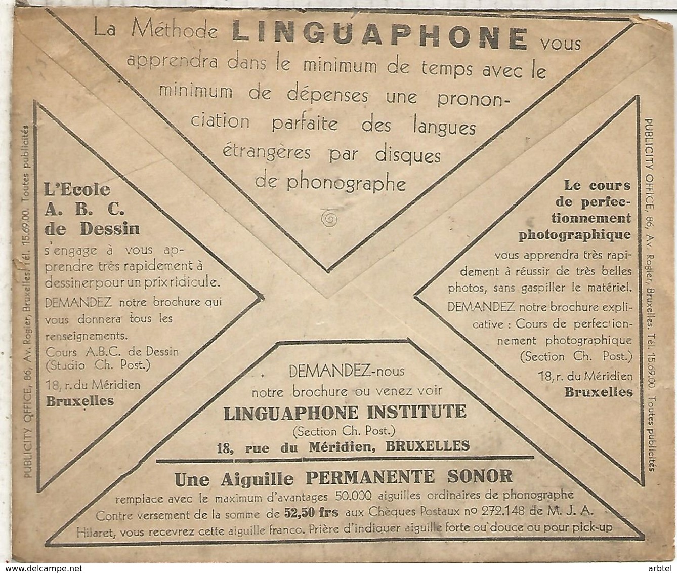 BELGICA SOBRE CHEQUES POSTALES 1932 LINGUAPHONE IDIOMAS LANGUAGE FOTOGRAFIA PHOTOGRAPH - Altri & Non Classificati