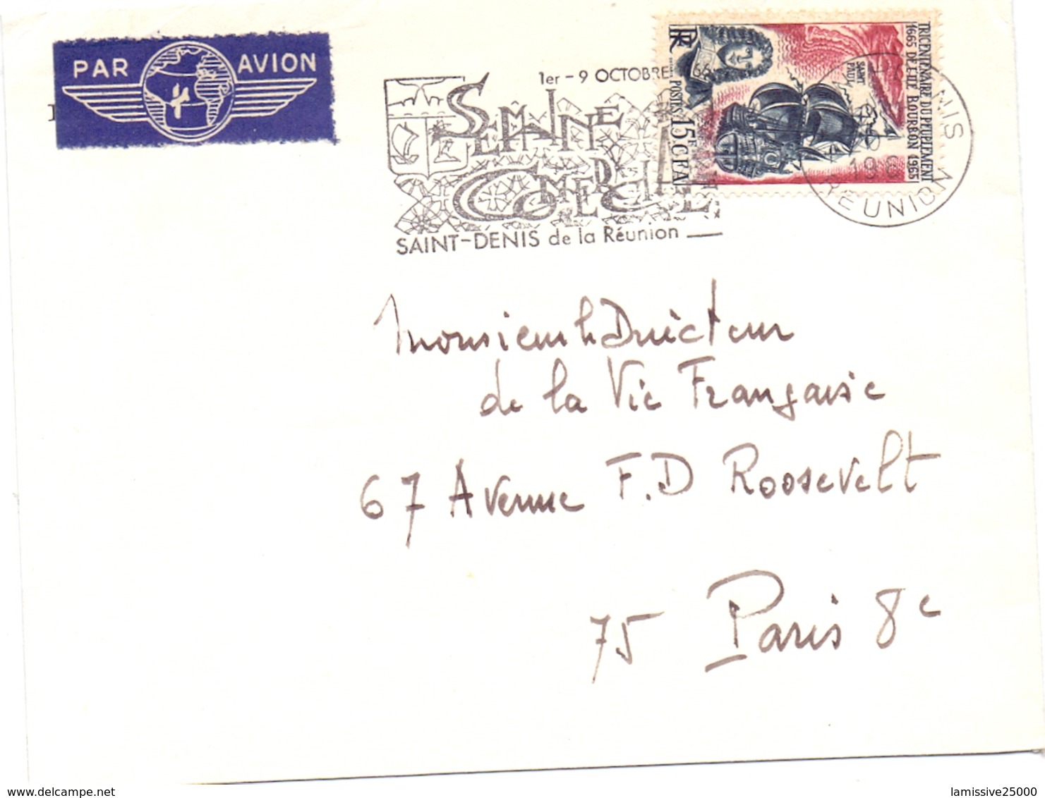 Reunion Lettre De Saint Denis Flamme Semaine Comercial - Storia Postale