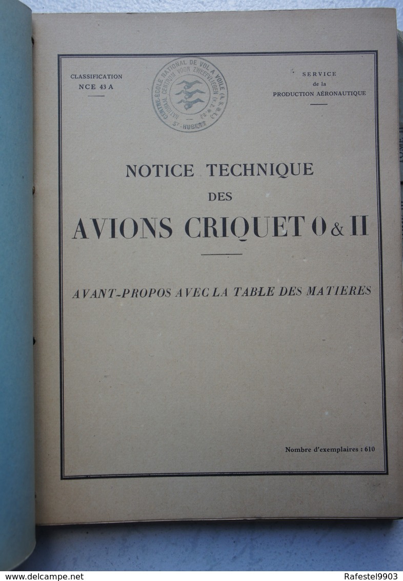 Manuel Avion Criquet MORANE SAULNIER MS 500 Aviation Française Licence Fieseler Storch Fi 156 Luftwaffe Flugzeug Plane - AeroAirplanes