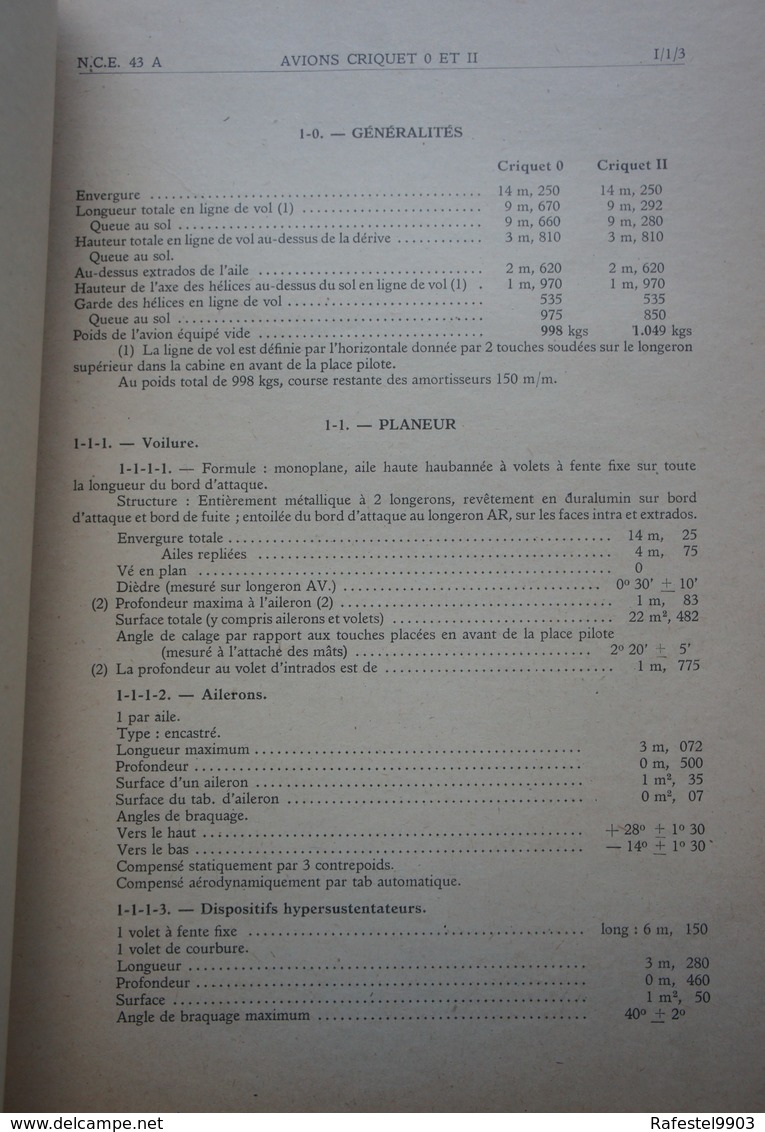 Manuel Avion Criquet MORANE SAULNIER MS 500 Aviation française Licence Fieseler Storch Fi 156 Luftwaffe Flugzeug Plane