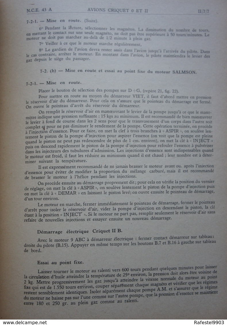 Manuel Avion Criquet MORANE SAULNIER MS 500 Aviation française Licence Fieseler Storch Fi 156 Luftwaffe Flugzeug Plane