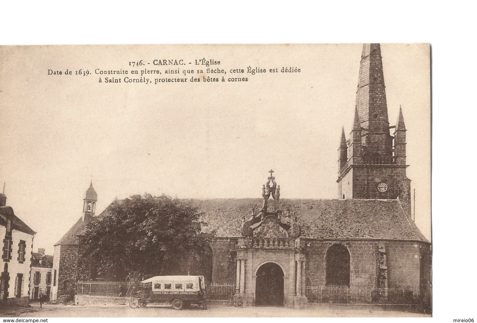 CARNAC (Finistère), L'Eglise, Bel Autobus Du Service Public De La Ligne La Trinité-Carnac-Etel - Carnac