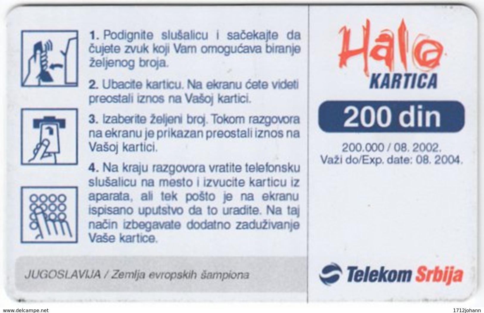 SERBIA A-443 Chip Telekom - Sport, Basketball - Used - Jugoslawien