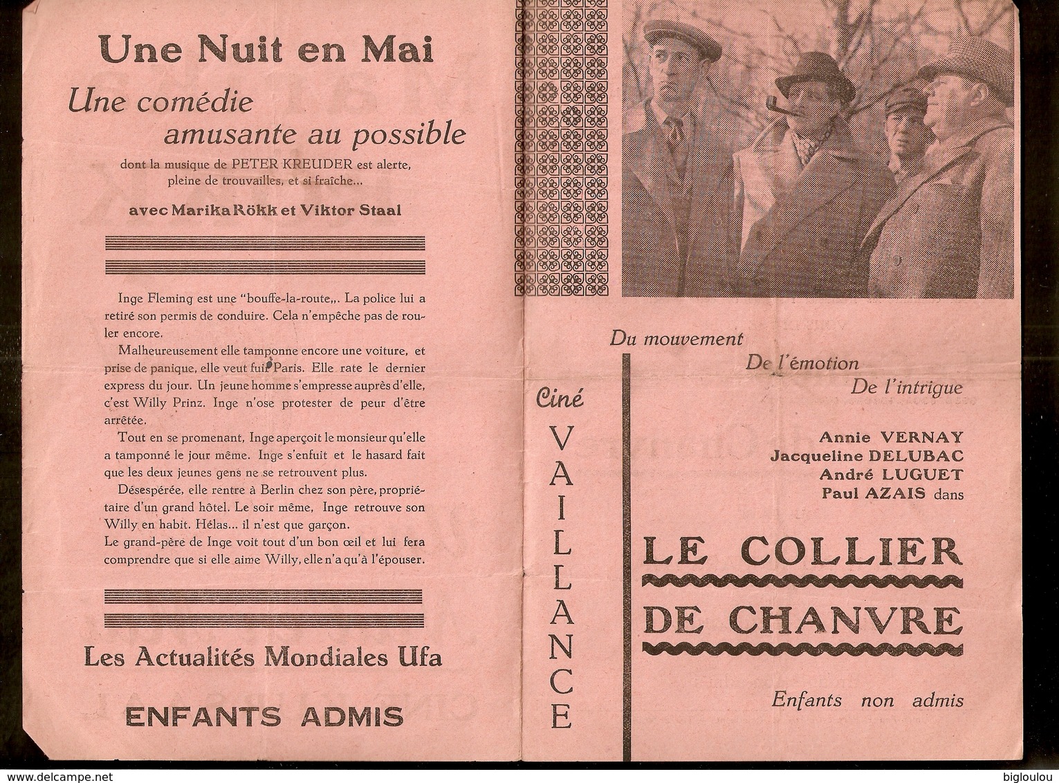 Anderlecht - Cinéma Vaillance - Ciné Kursaal - Programme Novembre 1941 - Programmes
