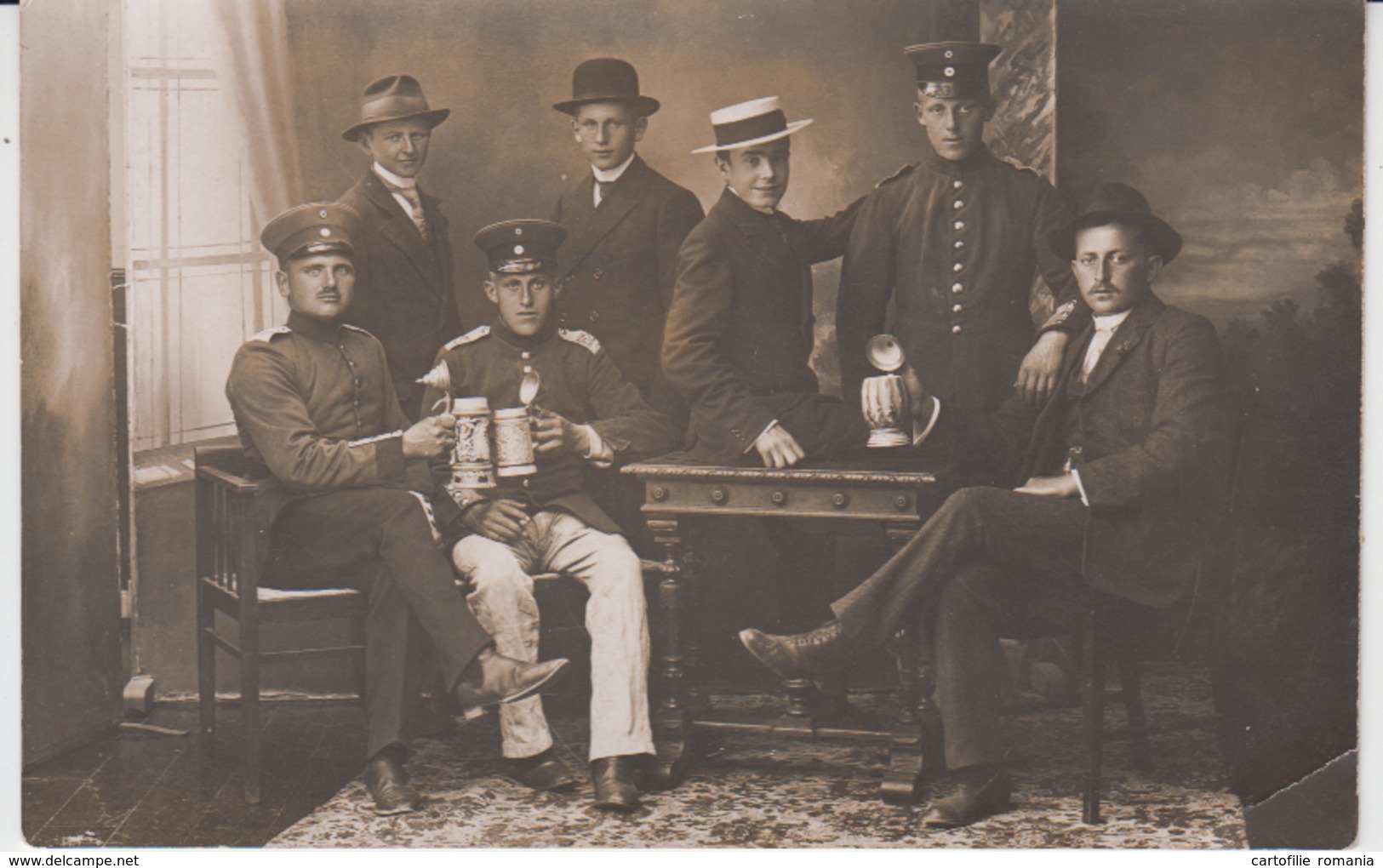 Real Photo Postcard - Germany Deutschland Prussia - Militaria - Army Military Officer Beer Drinkers WW1 WK1 - Krieg, Militär