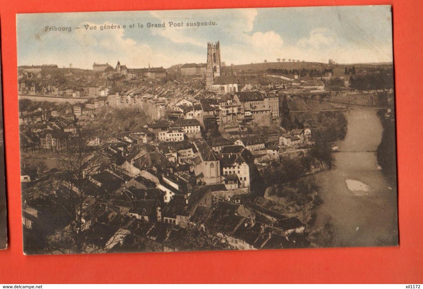 ZAG-11  Fribourg Vue Générale Et Le Grand Pont Suspendu . Circulé En 1913 - Fribourg