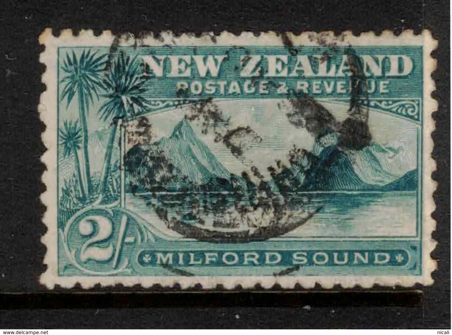 NZ 1898 2/- Blue-green Milford Sound SG 269 U ZZ111 - Oblitérés