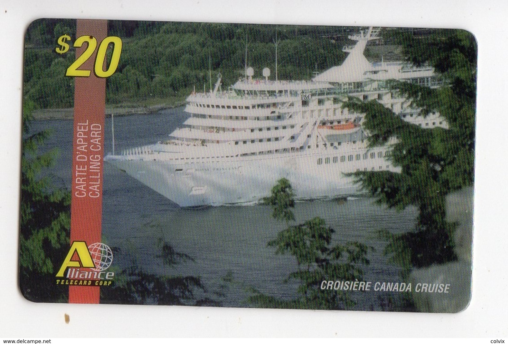 CANADA PREPAID ALLIANCE TELECARD CORP 20$ CRUISE BATEAU - Canada