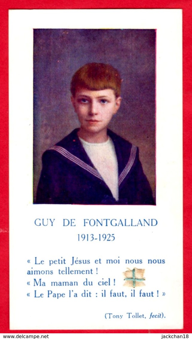 -- GUY DE FONTGALLAND /1913-1925 / AVEC RELIQUE / PARCELLE DU LINGE DU SERVITEUR DE DIEU -- - Imágenes Religiosas