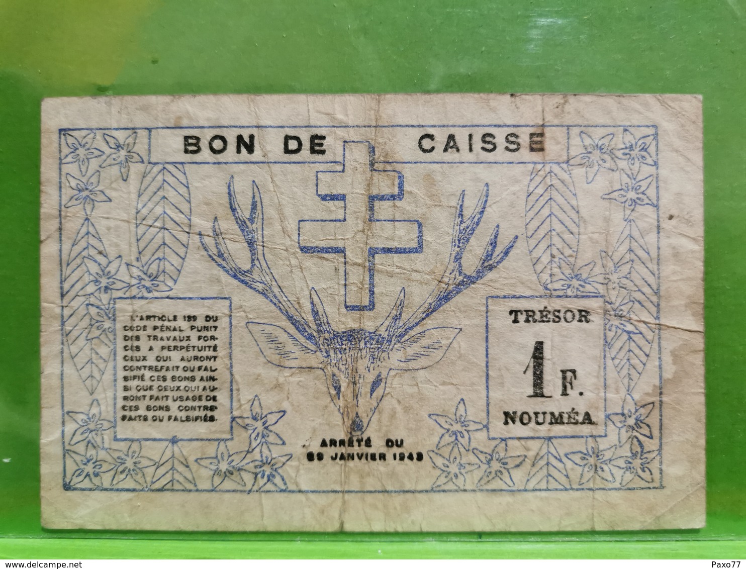 Nouvelle Caledonie, Un Franc 1943 - Nouméa (Nuova Caledonia 1873-1985)