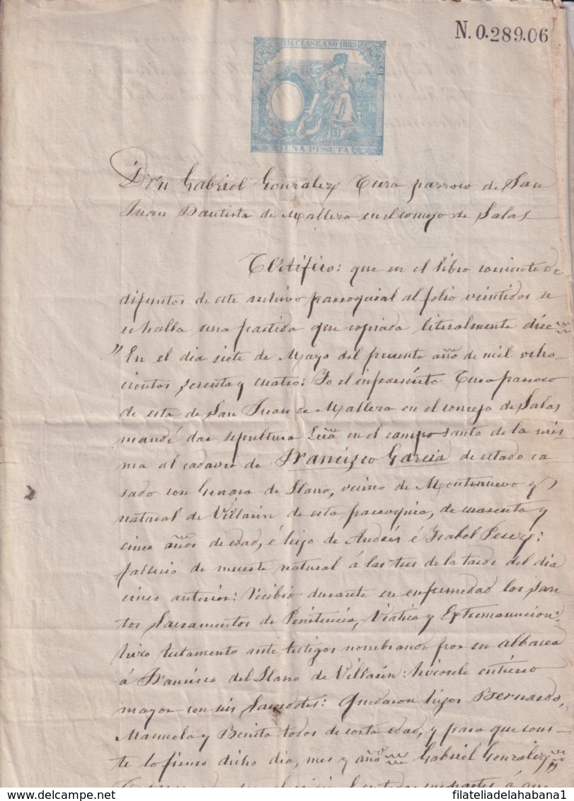 1889-PS-2 ESPAÑA SPAIN REVENUE SEALLED PAPER PAPEL SELLADO 1889 SELLO 11no - Fiscales