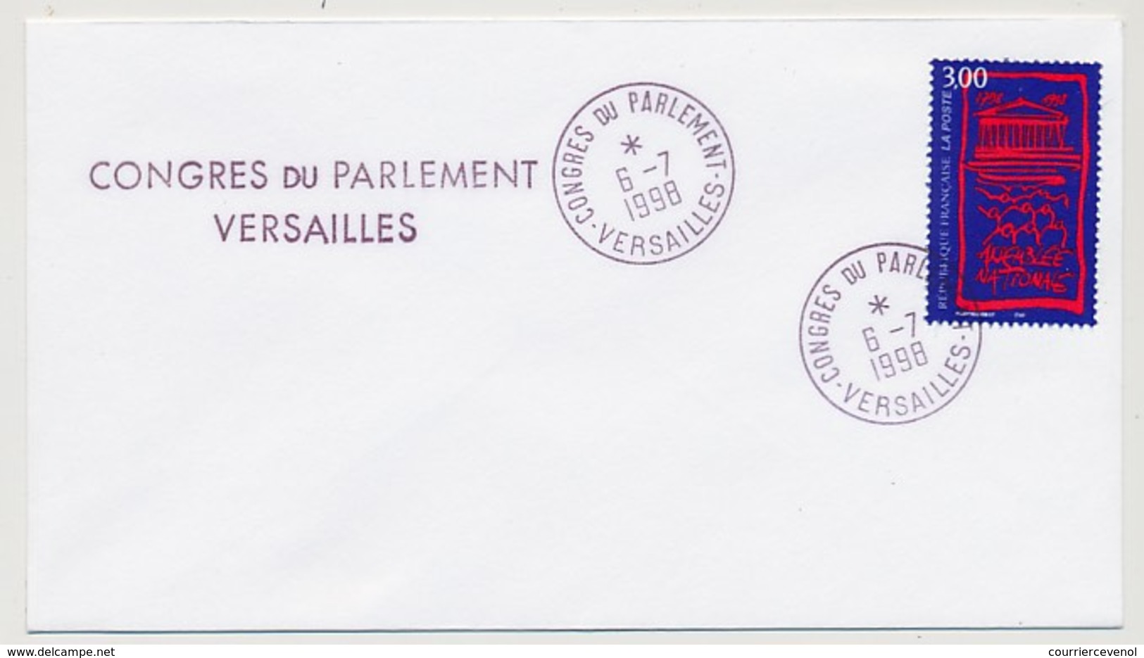 FRANCE - Enveloppe Affr 3,00 Assemblée Nationale Obl "Congrès Du Parlement VERSAILLES 6/7/1998" - Brieven En Documenten